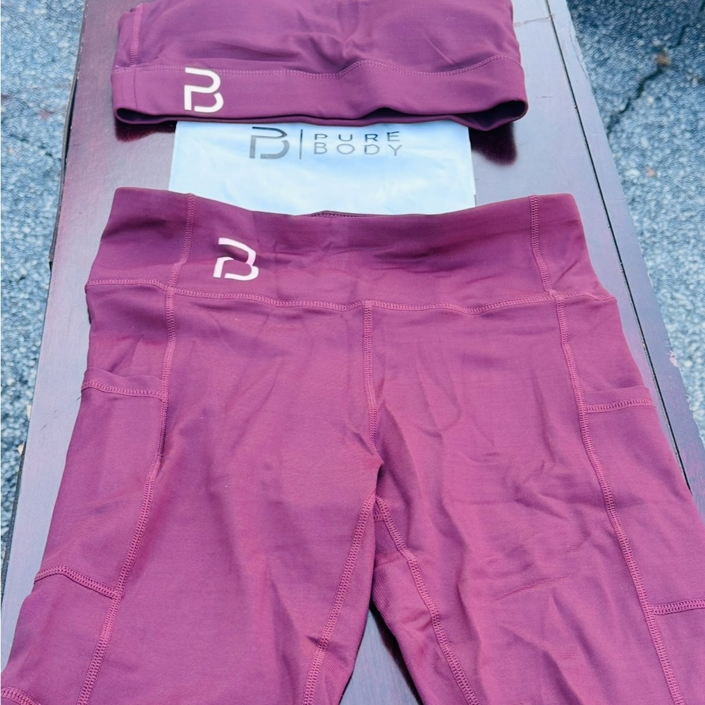 Pure Body Burgundy Leggings and Headband Set